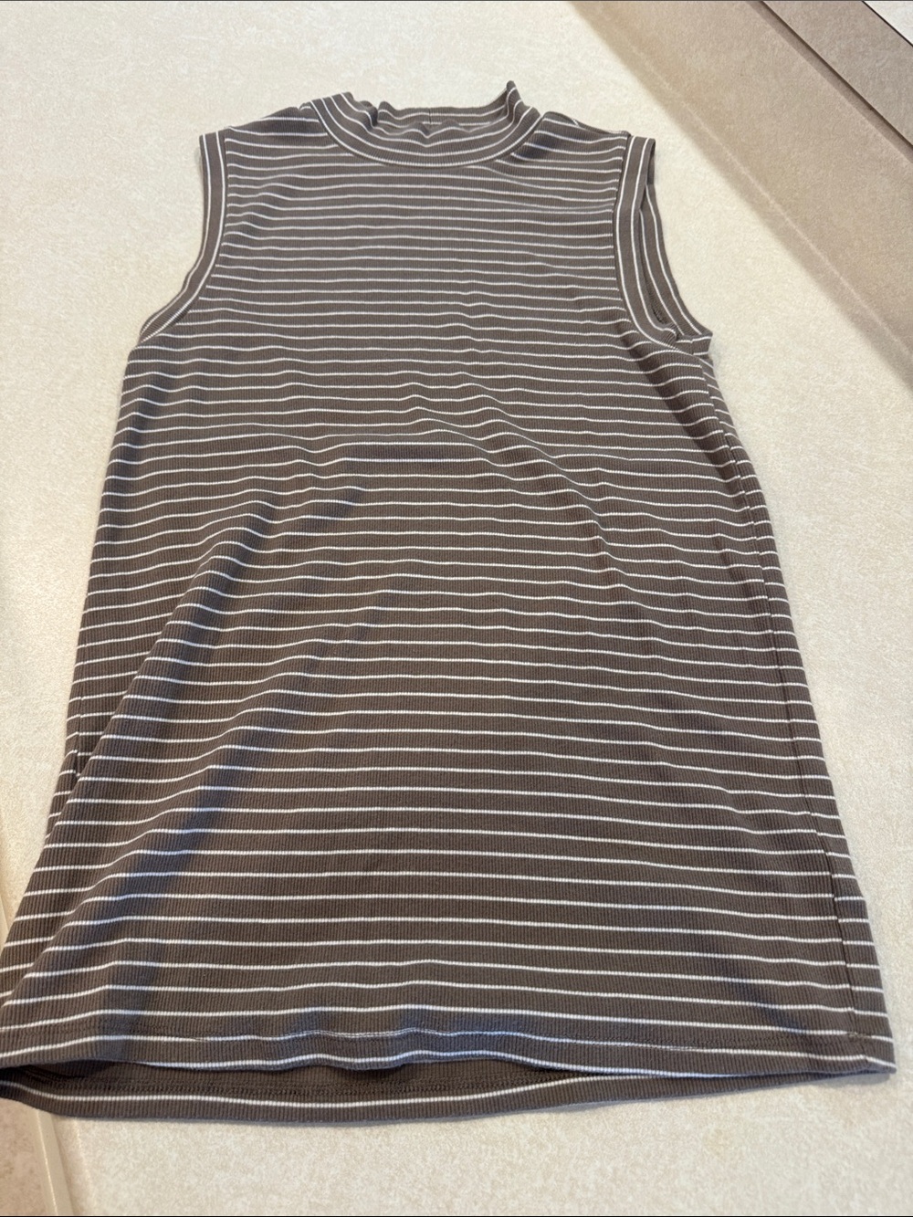 GAP Brown and White Striped Mock Neck Tank